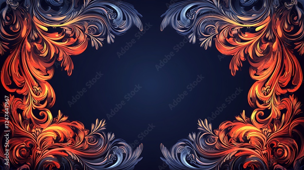 Intricate Ornate Frame Design With Swirling Floral Motifs