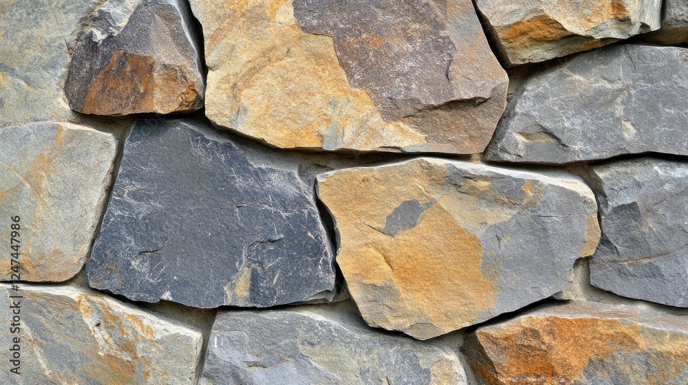 Fototapeta premium Rustic stone wall texture, outdoor, close-up, natural background, design