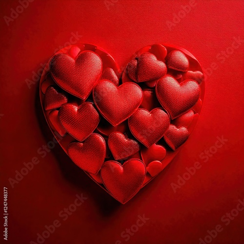 Obraz na płótnie Valentines day, love, party, red hearts in front of a red background w salonie