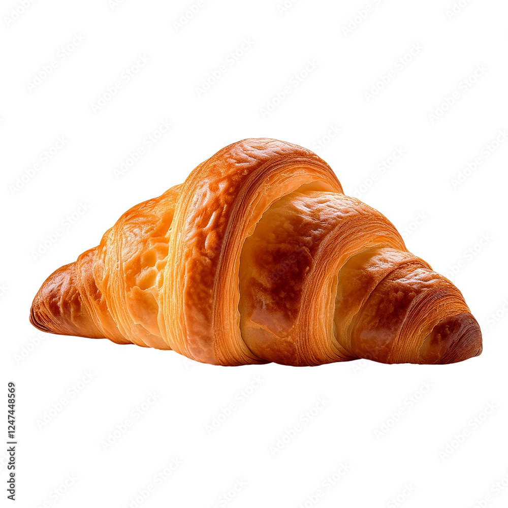 Golden Croissant Delight: A picture-perfect, freshly baked croissant, showcasing its golden-brown crust and flaky layers. The croissant is captured in a mouthwatering close-up shot. Golden Croissant Delight: A picture-perfect, freshly baked croissant, showcasing its golden-brown crust and flaky layers. The croissant is captured in a mouthwatering close-up shot.