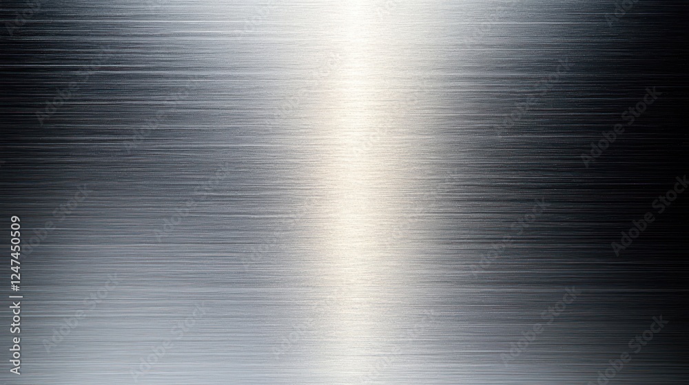 Brushed metal texture, light reflection, dark background, industrial design