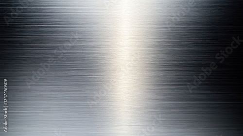 Brushed metal texture, light reflection, dark background, industrial design photo
