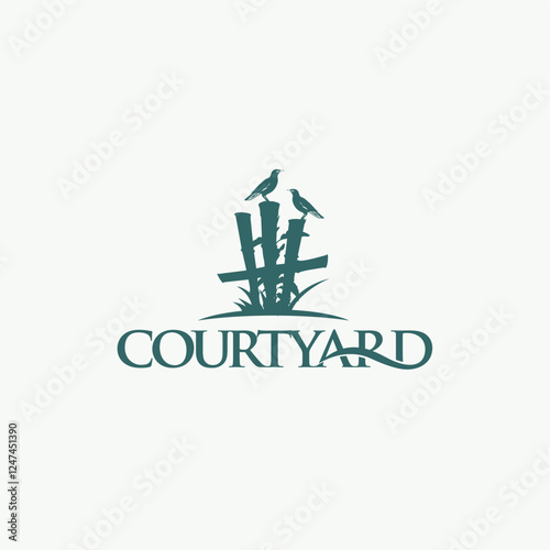 Gardening landscaping courtyard typography logo design editable vector brand identity image