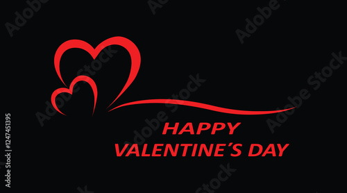 Valentine's Day poster with heart on black background.