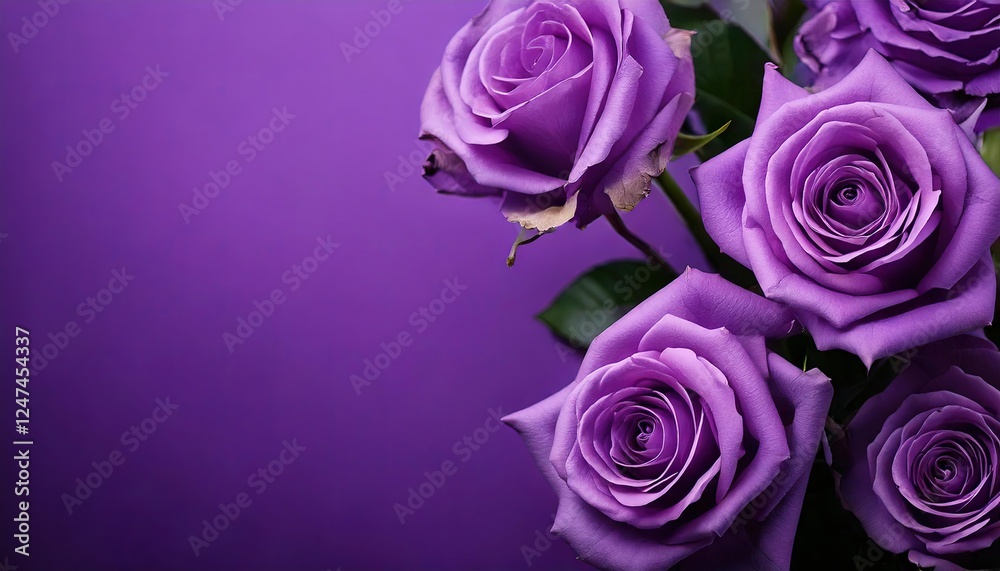 festive, greeting card, birthday, wedding, purple rose flowers on a purple background