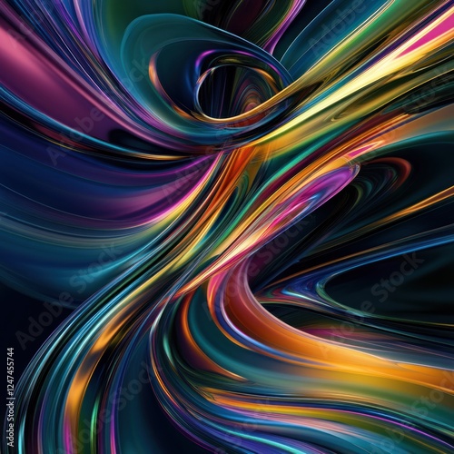 Abstract swirling vibrant colors, digital art, dark background, website design