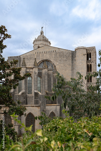 Back view of the Girona cathedral