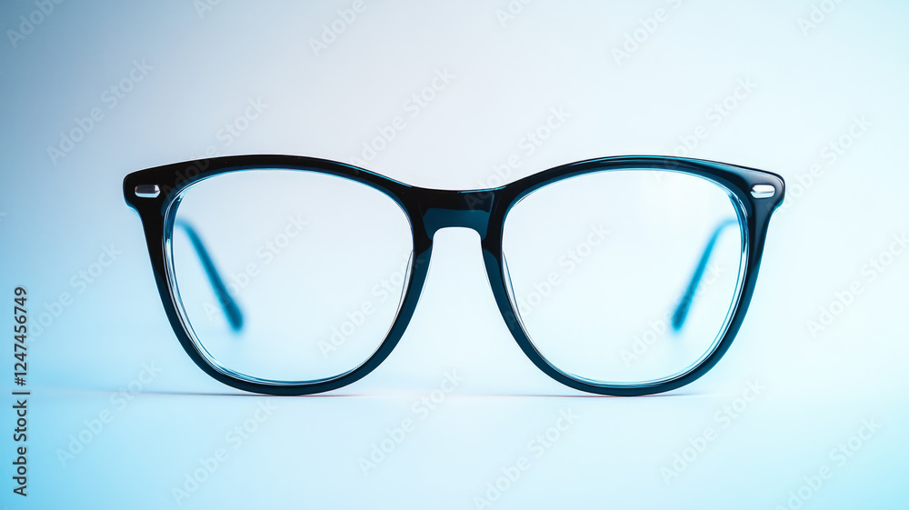 Minimalist glasses on a blue background. Minimalist glasses on a blue background.