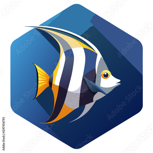 Angelfish Vector Illustration – Cartoon, Clipart & Line Art Design on White Background, Angelfish vector illustration in cartoon, clipart, and line art style on a white background.