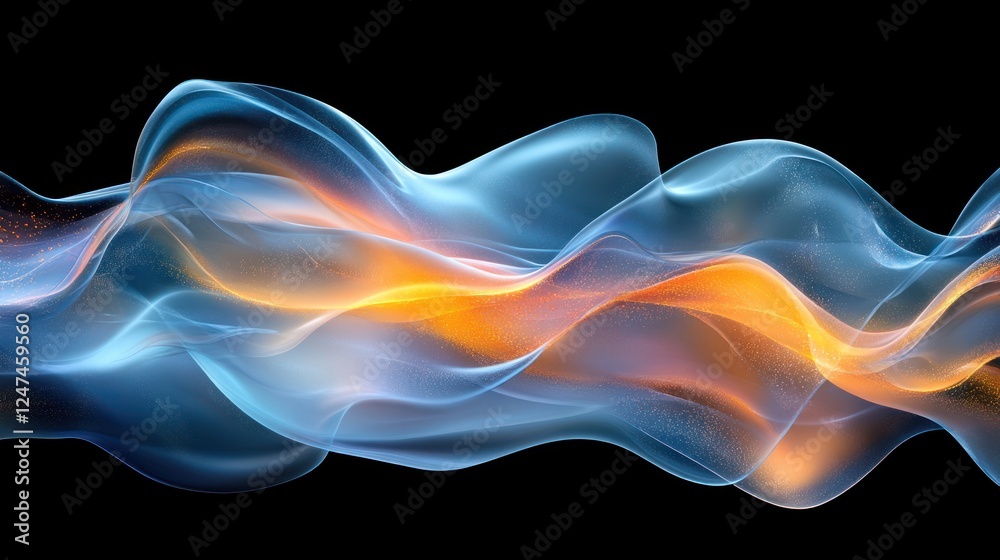Fototapeta premium Abstract fire and ice wave, dark background, energy concept, digital art