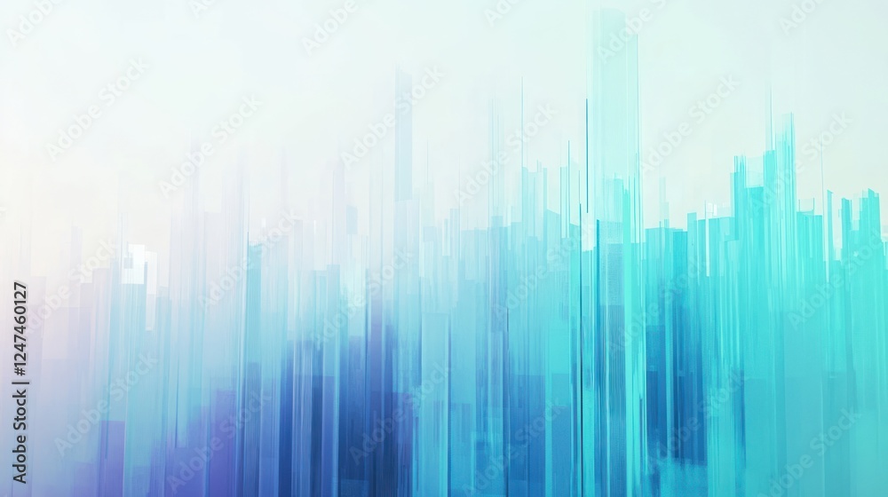 Blurry city skyline sunrise, abstract background, website banner