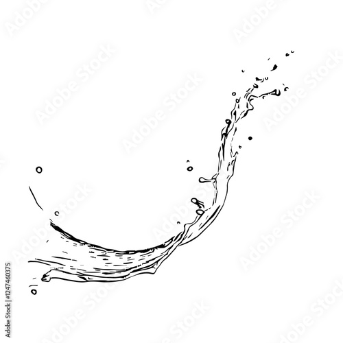black and white sketch water splashes hand drawn