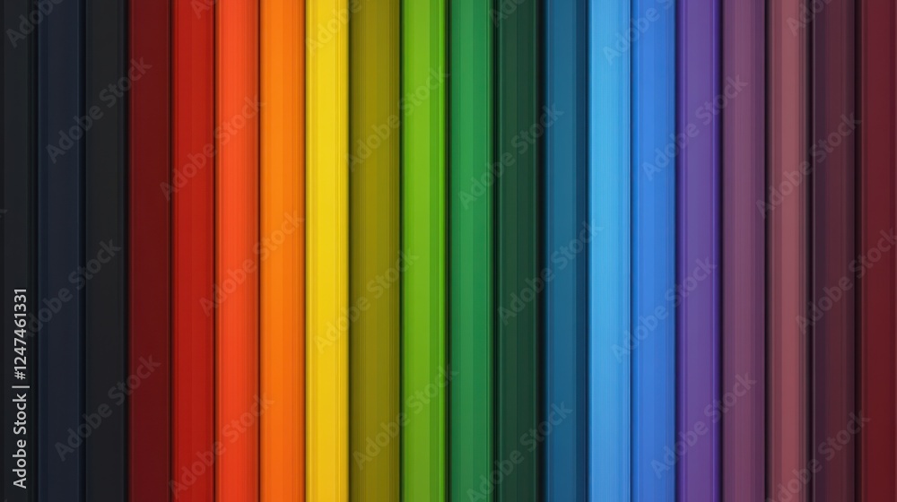 Obraz premium Colorful pencils arranged vertically, studio shot, blurred background, design element