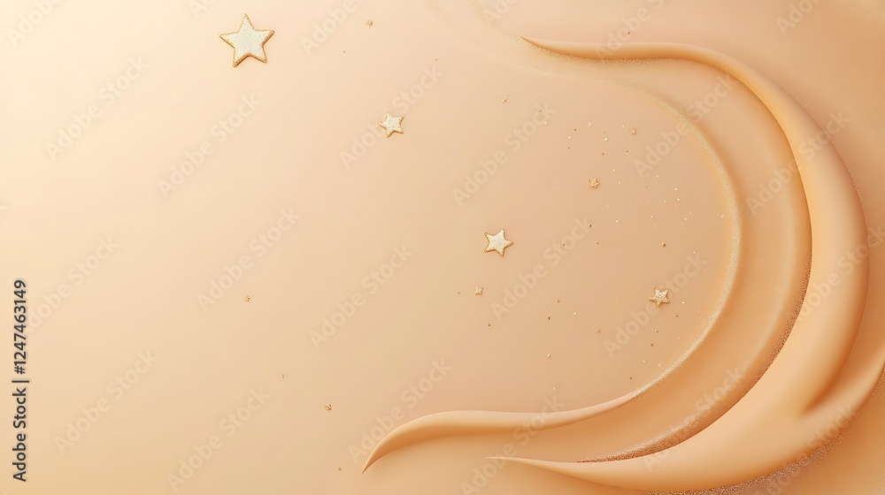 Obraz premium Peach Background With Golden Stars And Swirls
