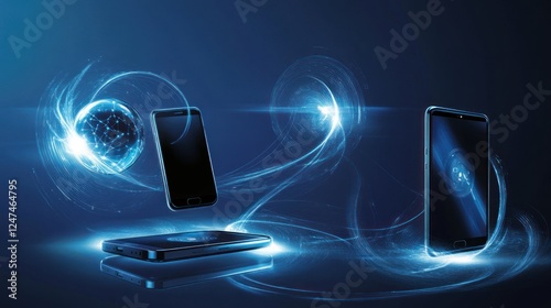 Advanced communication technology displayed with futuristic smartphone design photo