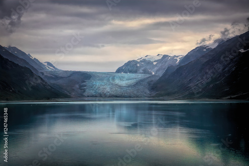 Cloudy coast area with calm ocean
