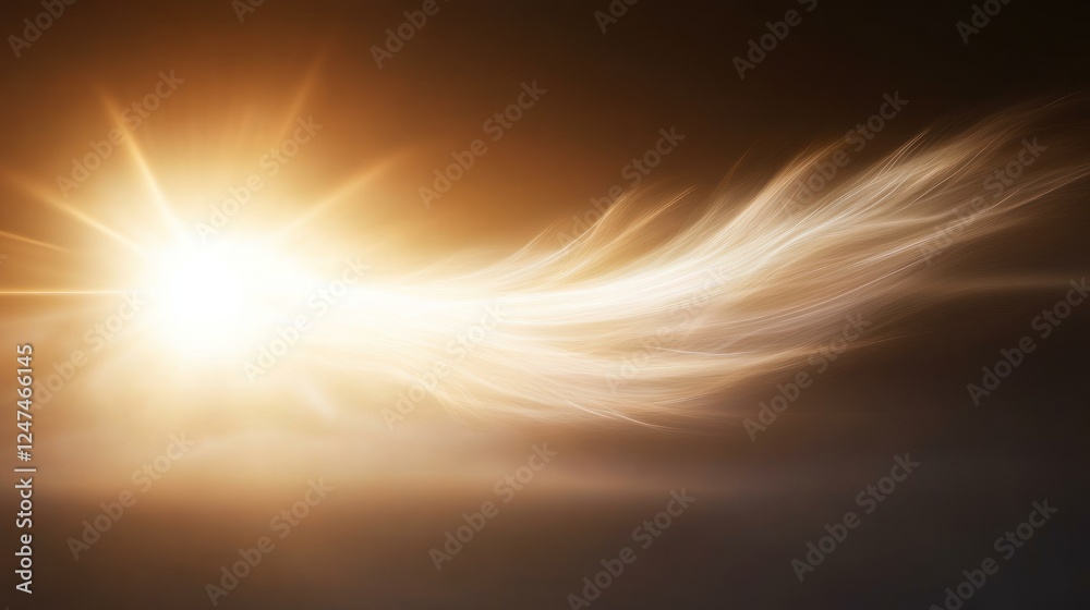 Golden light streak across dark sky, sunrise, hope, spiritual background, website design Golden light streak across dark sky, sunrise, hope, spiritual background, website design