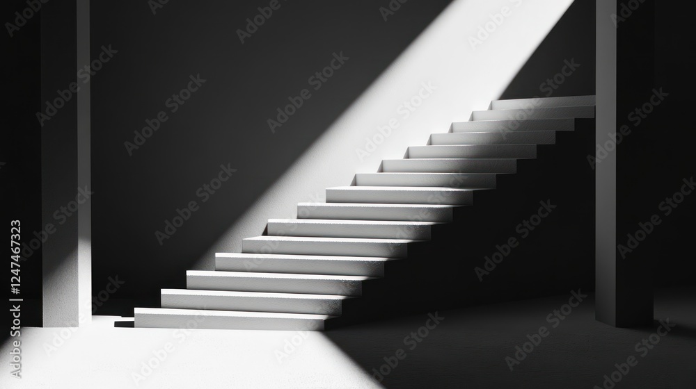 Obraz premium Sunlit Modern Staircase Interior Architecture Design