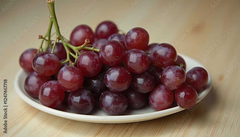 A fresh purple grapes with rich colors, detailed textures, soft lighting, and freshness ultra-realistic 8K , macro photography A fresh purple grapes with rich colors, detailed textures, soft lighting, and freshness ultra-realistic 8K , macro photography