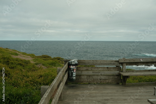 Boardwalk Near Ocean and Bluff