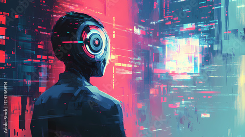 Cybernetics theory in modern systems, highlighting the principles that govern the interaction between humans and machines. Cybernetic Enhancements. Illustration