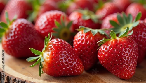 A fresh strawberry with rich colors, detailed textures, soft lighting,freshness ultra-realistic 8K  photography