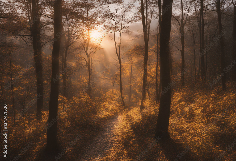 Obraz premium mountains sunrise autumn tennessee smoky great mountain scenic scenery huge fall dramatic background color nature natural landscape country countryside wood forest wilderness wild tree sunshine sun