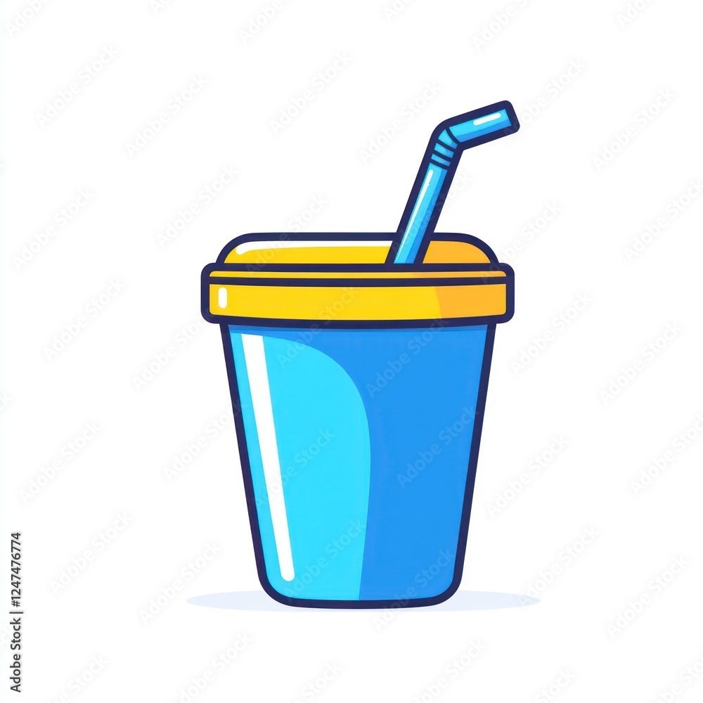 Blue drink with straw on plain background for health, refresh or illustration use Blue drink with straw on plain background for health, refresh or illustration use