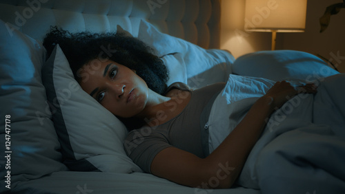 Konstfotografi Noisy neighbours problem annoyed African American frustrated displeased woman ly