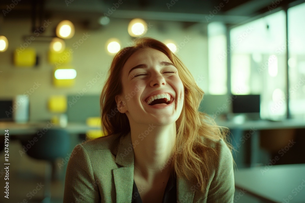 Contented Woman in Modern Setting Contented Woman in Modern Setting