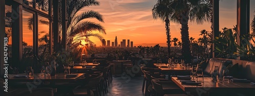 An orange sunrise over the city of Los Angeles
