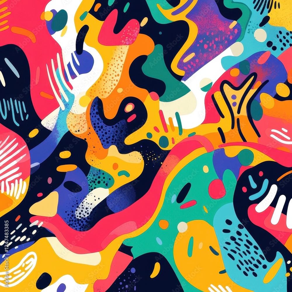 Fototapeta premium Vibrant abstract artwork featuring bold colorful shapes and patterns