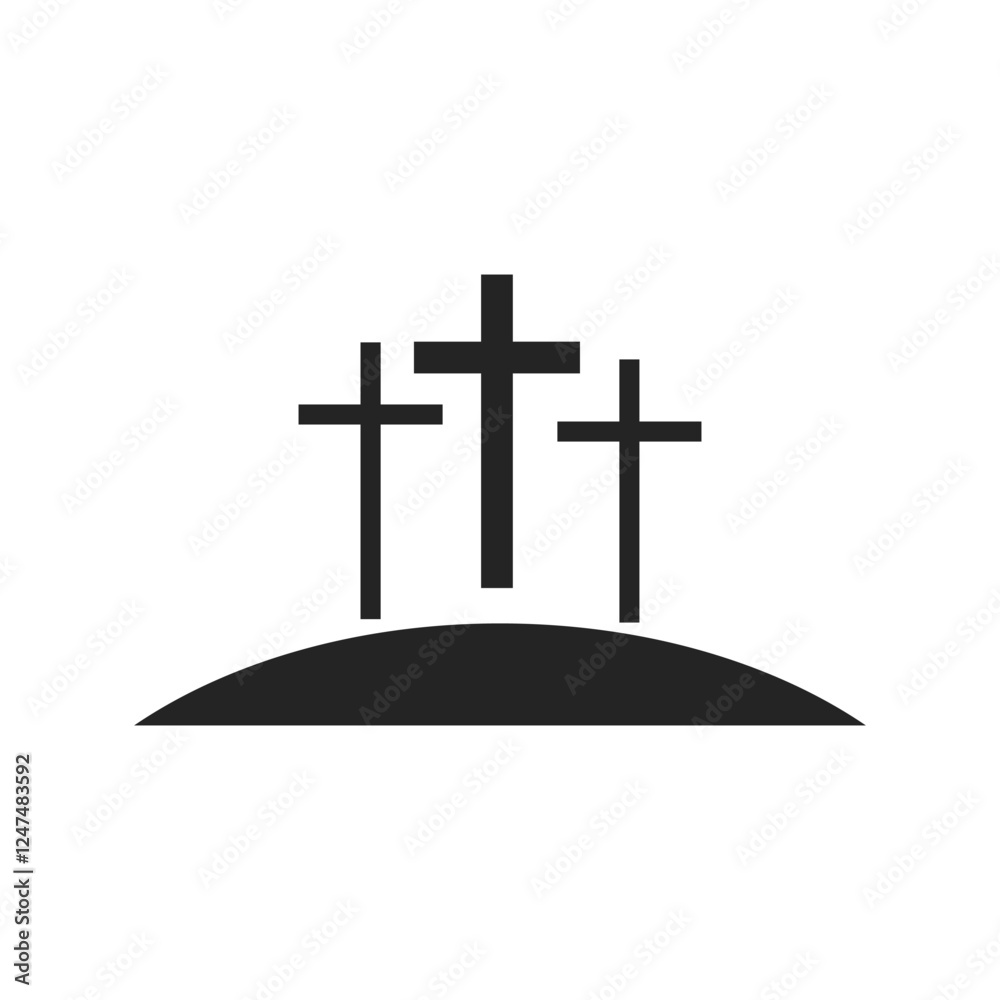 Cross symbol. Three crosses. Calvary. Vector. Cross symbol. Three crosses. Calvary. Vector.