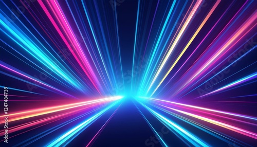  Laser beams diagonal beams of light on a dark background. Colorful light paths with movement effect graphic resource