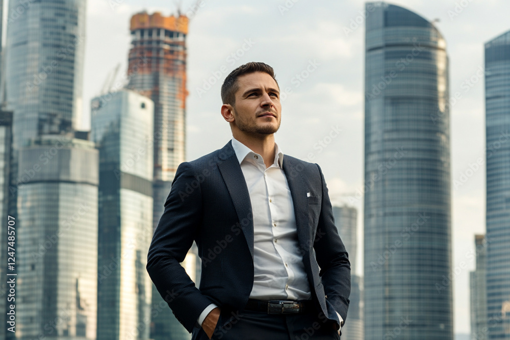 Successful businessman on the background of skyscrapers Successful businessman on the background of skyscrapers