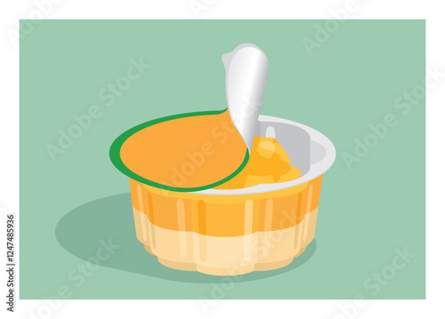 Bitten two flavored jelly cup cake. Simple flat illustration.