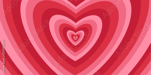 Abstract heart pattern with pink and red concentric layers symbolizing love, romance, passion, Valentine's Day, wedding, emotions, relationships, decorative design, and holiday celebration.