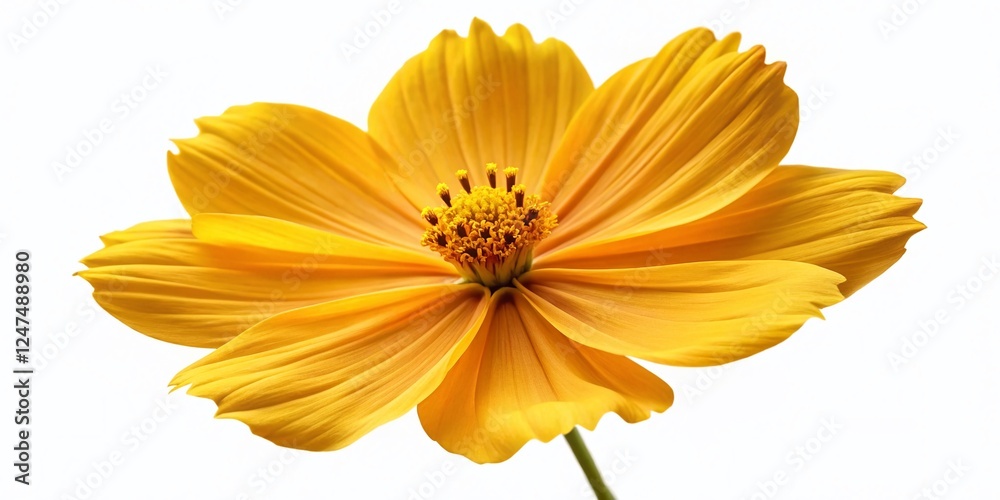 Obraz premium Vibrant Yellow Cosmos Flower in Full Bloom, Isolated on White Background