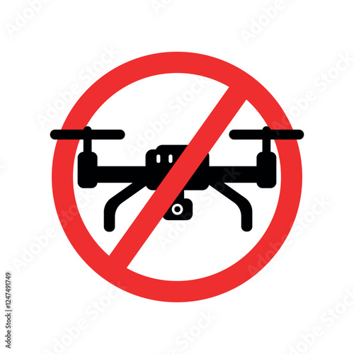 Warning sign no Drones, Sign prohibiting drone flights on a white background. Vector illustration