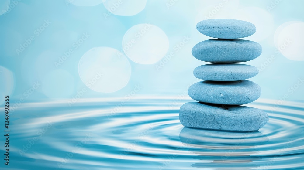 Relax with smooth stones in water, creating a serene spa wellness atmosphere. A minimalist concept for ultimate zen. Relax with smooth stones in water, creating a serene spa wellness atmosphere. A minimalist concept for ultimate zen.