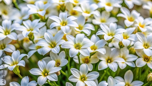 White Blue-Eyed Grass Flowers - Sisyrinchium albidum - Close-Up Macro Photography