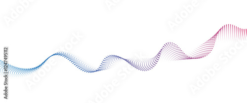 Flowing Dot Wave halftone gradient pattern on transparent background	
