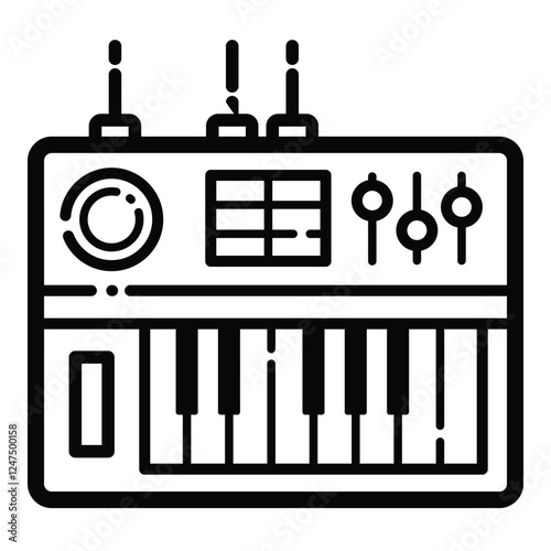 Music Synthesizer Keyboard Outline Icon Isolated On White Background