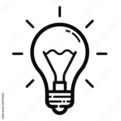 Light Bulb Idea Outline Icon Isolated On White Background