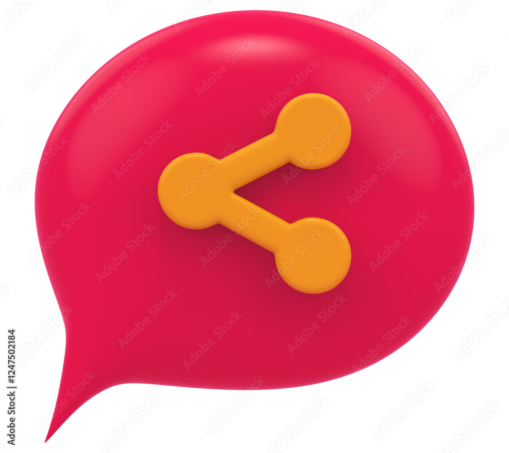 3d chat balloon share social media notification isolated white background 3D rendering 3d chat balloon share social media notification isolated white background 3D rendering