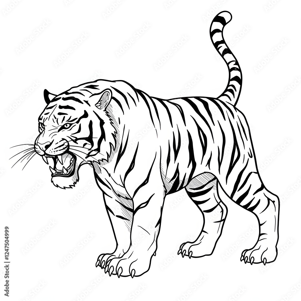 Obraz premium Furious White Tiger Illustration