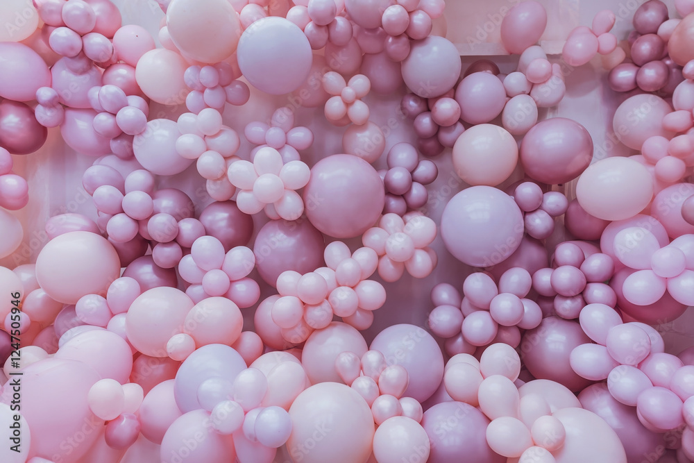 Valentine's Day festive card with a lot of pastel colourful blank baloons background Valentine's Day festive card with a lot of pastel colourful blank baloons background