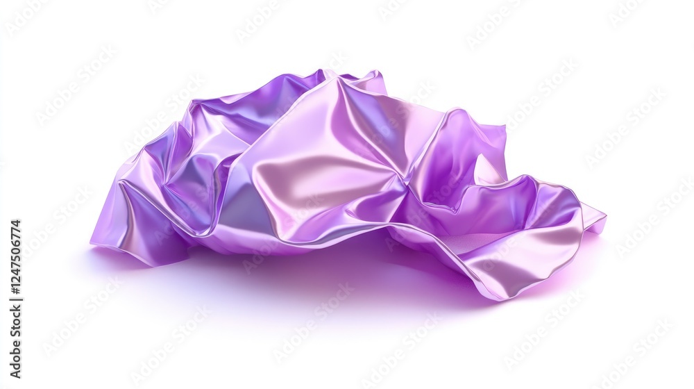 A crumpled, shiny, purple material resembling fabric or foil. A crumpled, shiny, purple material resembling fabric or foil.