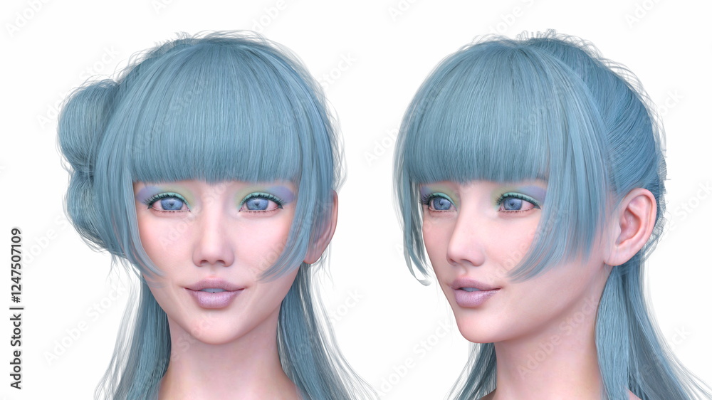 Obraz premium 女性の顔アップ 3DCGレンダリング