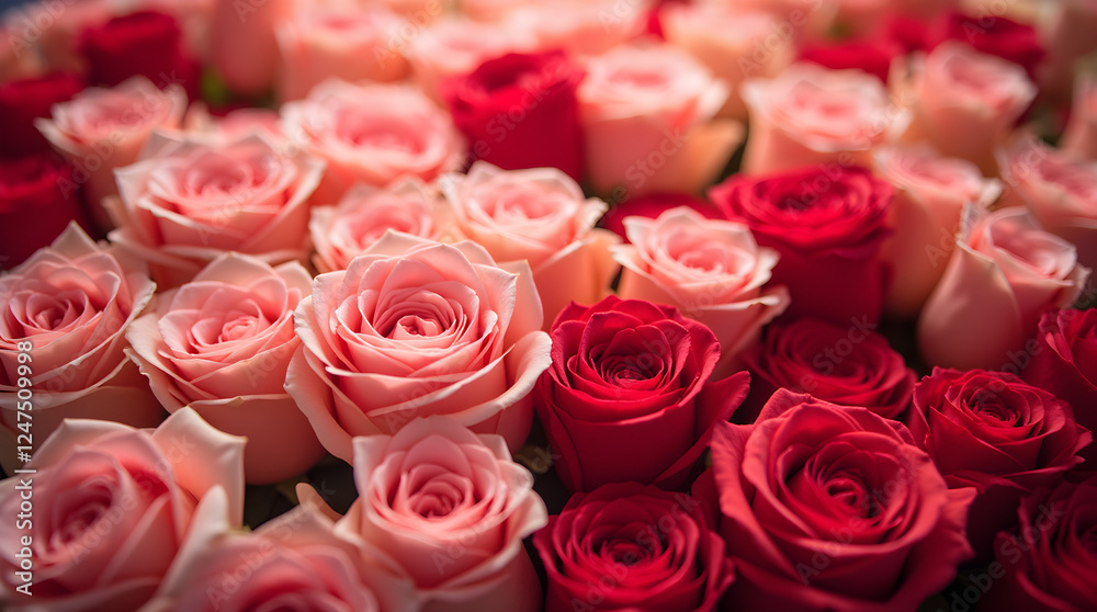Close-Up of Beautiful Roses: A Mix of Pink and Red Roses in Full Bloom, Perfect for Valentine's Day, Anniversaries, or Romantic Occasions, Floral Photography Close-Up of Beautiful Roses: A Mix of Pink and Red Roses in Full Bloom, Perfect for Valentine's Day, Anniversaries, or Romantic Occasions, Floral Photography